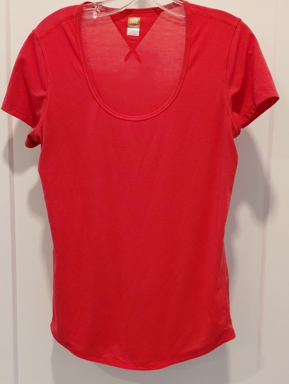 Lucy Red Scoop Neck Short Sleeve Tee..SIZE M...PROBABLY NEVER WORN.